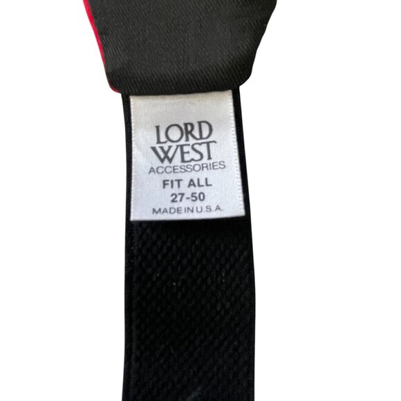 Lord West Red Silk Cummerbund Bow Tie Set Formal Tuxedo Wedding Prom Classic - Picture 4 of 7